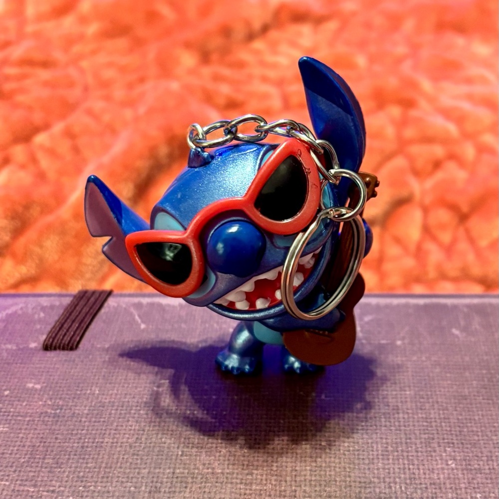 Handmade Disney Stitch holding a ukulele Keychain
